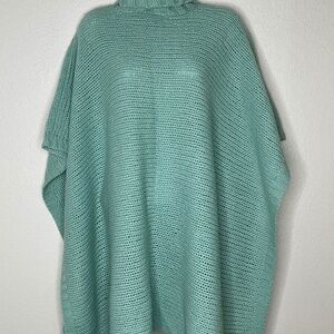 Women’s Poncho  Cape  Knitted Cowl Neck Light Turquoise PARADOX